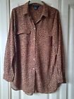 New Look Brown Mix Long Sleeved Blouse Size 12