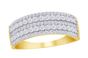 1/4 CT Diamond Multi-Row Anniversary Ring in 10K Yellow Gold Holiday Sale - Picture 1 of 3