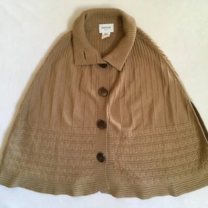 Stizzoli Italy Women's Tan Wool Lana Cardigan Cape Mock Neck Size 42 - Picture 1 of 13