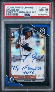 Bowman 2024 cromo automático Samuel Gil azul/150 My 1st Bowman automático PSA 10 - Imagen 1 de 2