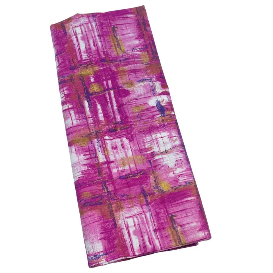 Tela Sheryl Roy SSI Rosa Púrpura Metálico Dorado Abstracto Acuarela Algodón 28x43 Foto 1 de 4