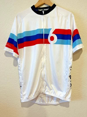 Twin Six Mens Cycling Jersey Size XXL USA Made Full Zip White Striped Grand Prix - Image 1 of 4