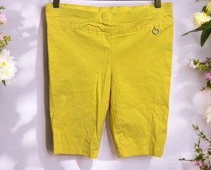 Rafaella Yellow Bermuda Shorts Sz 14 High-Rise Stretch 10" Inseam - Picture 1 of 7