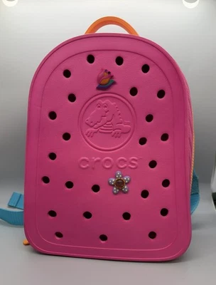 Crocs Pink/Blue/Orange Girls Mini Rubber Zipper Backpack with Jibbitz 11” - Image 1 of 4