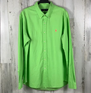 Polo Ralph Lauren ARUBA LIME GREEN Oxford Shirt XL NEON Pink Polo Pony-081 - Picture 1 of 6