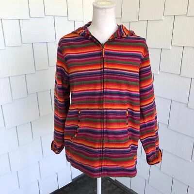 Chico's Rainbow Stripe Hooded Zip Up Jacket Size XS/S EUC - Image 1 of 3