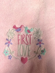 JUST BORN Baby Girl Pink Blanket First Love Lovey 30x40 Plush Soft heart floral - Picture 1 of 5