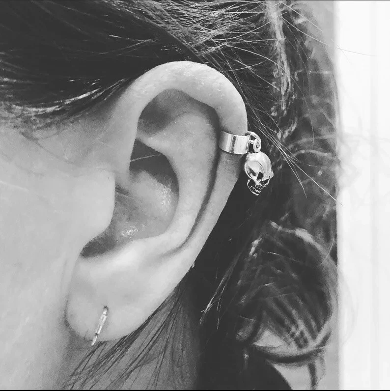Ear Cuff Skull Charm Sterling Silver 925 - Image 1 of 1