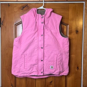 Gilet Carhartt foderato sherpa rosa giovanile XL 16-18 tela pesante caldo cappuccio zip - Foto 1 di 15