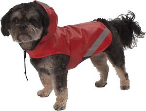 PetRageous 8403RS London Slicker Water Repellent Dog Raincoat with Small, Red 