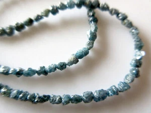 2-4mm Natural Blue Raw Diamond Tumbles Rough Long drilled diamonds 4" strand - Picture 1 of 1