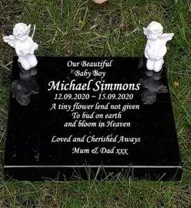 Personalised Solid Granite Memorial Grave Marker Plaque Stone Baby Boy Girl - Picture 1 of 3