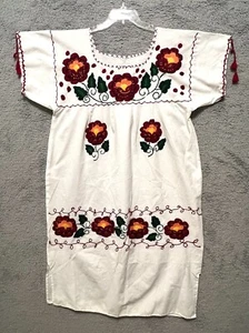 Authentic Handmade Mexican White Embroidered Dress | Vestido Bordado Super Cute - Bild 1 von 10