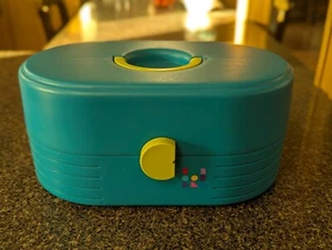 Vintage 90s Caboodles Teal Green and Blue Large Makeup Organizer 2 Tier 2614 - Picture 1 of 8