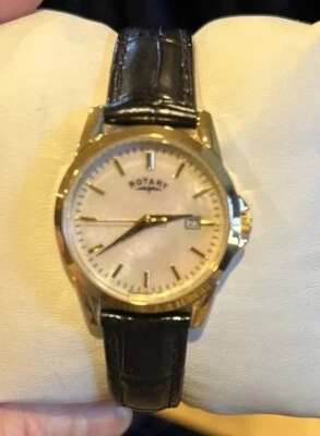 Ladies Rotary Mother of Pearl Dress Watch Leather Band NEW - Image 1 of 4