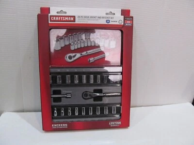 NEW CRAFTSMAN 24-PC 6-PT 1/4" DRIVE INCH/METRIC SOCKETS AND RATCHET SET# 99024 - Image 1 of 4