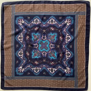 77 A Blue Paisley & Flowers Design 30 Inch Square Vintage Ladies Scarf - Picture 1 of 5