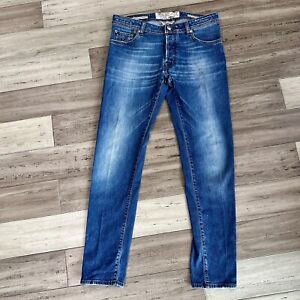 Jacob Cohen Italy 622 Comfort Luxury Slim Fit Blue Jeans 35 Handmade Button Fly