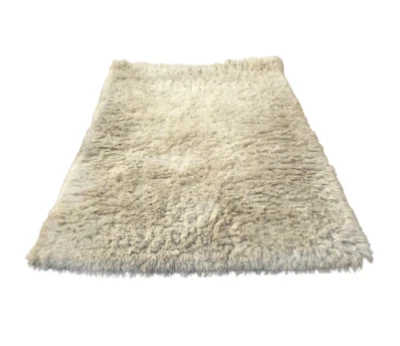Dynamic Rugs Luxe Shag Ivory 5ft x 8ft Area Rug Some Discoloration Retails $600 - Image 1 of 4