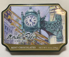Frango Mint Chocolates Metal Tin (14 Oz)  w/Marshall Fields Clock 7.5" x 5.5"