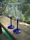 Champagne Flutes - Cobalt Stems & Bases - 8 3/4 Inches - Two