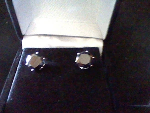 SPECIAL! 4CTW LAB CREATED BLACK DIAMOND stud EARRINGS SZ 8 MM + BONUS - Picture 1 of 1