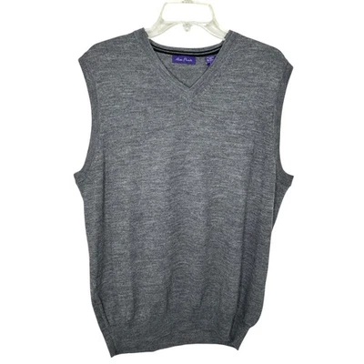 Alan Flusser Gray V-Neck Grandpacore Lightweight Wool Blend Sweater Vest XL NWT - Image 1 of 4
