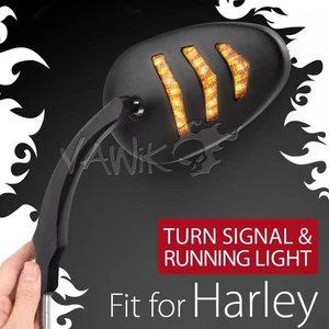 Espejo retrovisor negro VAWiK con flecha LED par indicador de funcionamiento para H-D Sportster Softail - Imagen 1 de 8