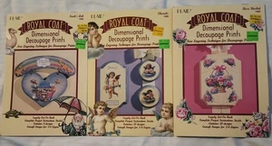 Dimensional Decopage Prints (3) Vintage 1995 Plaid Royal Coat Noahs Arche Cherubs Roses - Bild 1 von 19