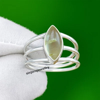 Prehnite Gemstone 925 sterling silver handmade Gift Ring US size 5 to 13 - Image 1 of 4