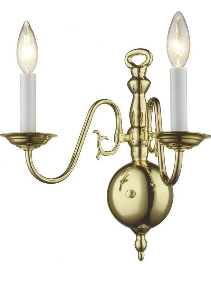 Aplique de pared Livex Lighting 5002 de latón Williamsburg de 2 luces Foto 1 de 1