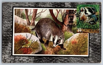 #3506g Great Plains Prairie Badger FDC Maxi Card on Vintage PC - Image 1 of 2