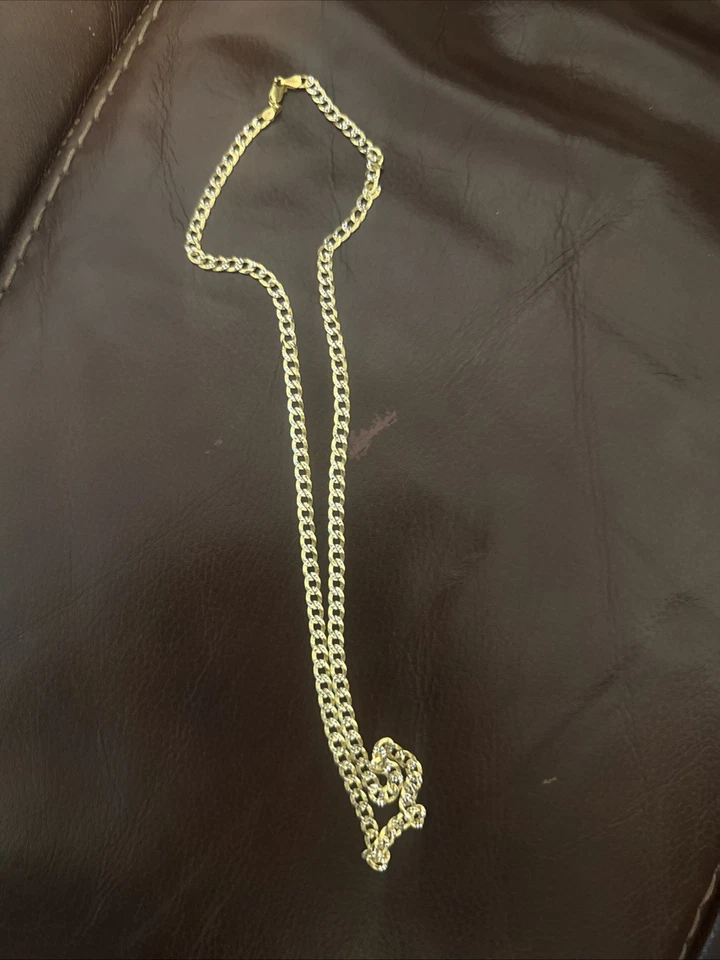 925 Sterling Silver Tennis Bracelet Vintage, Gold-Plated, 19g with Chain - Image 1 of 1