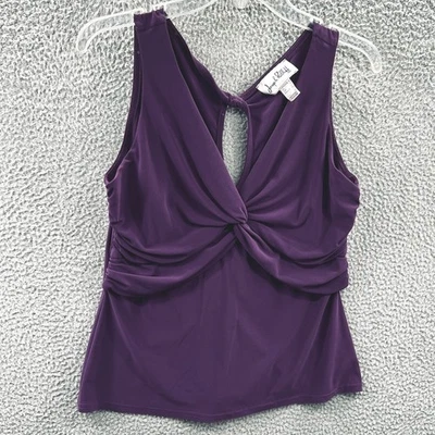 Camiseta sin mangas Joseph Ribkoff Babydoll para mujer 12 púrpura torcido frente acanalado ojo de cerradura Y2K Foto 1 de 4