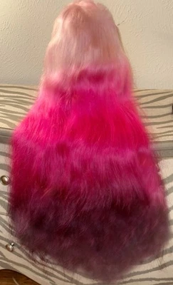 Stunning,30 Inch,Super Thick,Cosplay/Fun Event,Blond,Pink,Purple,Human Hair Wig - Image 1 of 4