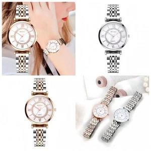 Wrist Watch Quartz Movement Rose Gold Silver White Face Ladies Bracelet Watches - Picture 1 of 12