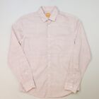 HUGO BOSS Orange Mens Shirt Medium Slim Fit Pink White Designer Pattern PRISTINE