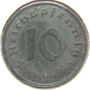 Pièce de Monnaie Reich Allemand Allia Équipage 10 Reich Pfennig 1946 F En - Picture 1 of 2