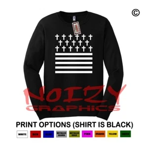 Camisa Cristiana Bandera Americana Cruz #2 MANGA LARGA Religiosa Vaquero Rock Hip Hop - Imagen 1 de 1