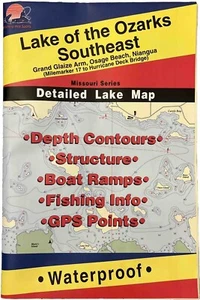 Lake of the Ozarks Southeast Detailed Fishing Map (GPS Points, Waterproof) #L159 - Picture 1 of 2