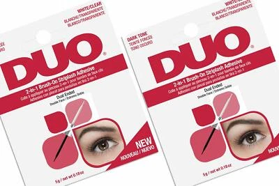 DUO Adhesives, 2-in-1 Brush On Clear & Dark Adhesive Dual Ended. 2-Packs. - Image 1 of 4