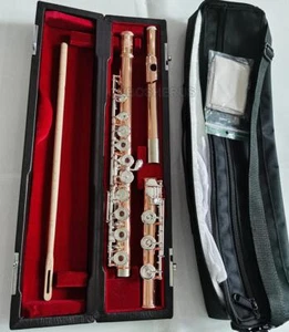 USA WEIBSTER Rose Gold Plating Flute 17 Open Holes Offset-G Key Handmade - Picture 1 of 7