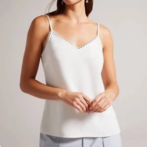 Ted Baker Camisole Size 10 (TB Size 4) Adjustable Strap V-Neck Top Sleeveless - Picture 1 of 24