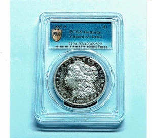 1889-S MORGAN PCGS GOLD SHIELD CLEANED AU LOW MINTAGE- 700K - Picture 1 of 5