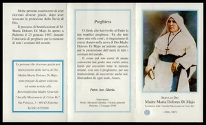 SIERVA DE DIOS MARIA DOLORES DI MAJO (ahora VENERABLE) RELIQUIA TARJETA SAGRADA con SELLO - Imagen 1 de 4