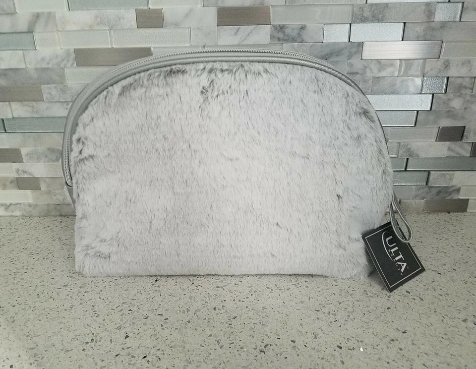 Ulta Beauty Makeup Bag/Cosmetic Pouch Zippered Bag Gray 11"×8" Approx