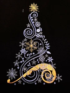 HERMOSO BLOQUE DE EDREDÓN DE ÁRBOL DE NAVIDAD BORDADO - Imagen 1 de 1