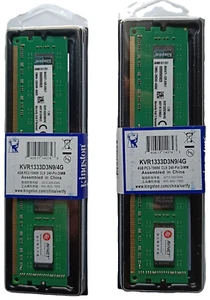 kingston 8GB 2x 4 GB PC3-10600 Ddr3-1333 MHz KVR1333D3N9/4G DIMM memoria desktop - Foto 1 di 9