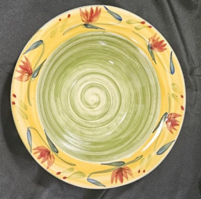 Pier 1 Imports "ELIZABETH" Grande 12" Pasta Verdura Servir Cuenco Pintado a Mano Foto 1 de 4