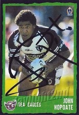 ✺Signed✺ 2004 MANLY SEA EAGLES NRL Card JOHN HOPOATE Daily Telegraph